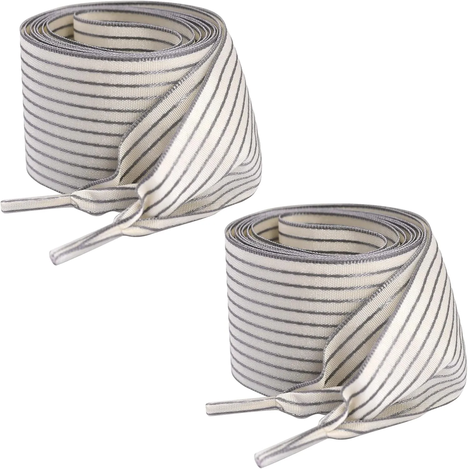 1.57 Inch Wide Ribbon Shoelaces Nylon Striped Flat Shoe Laces Fashion Satin Laces for Sneakers Boots