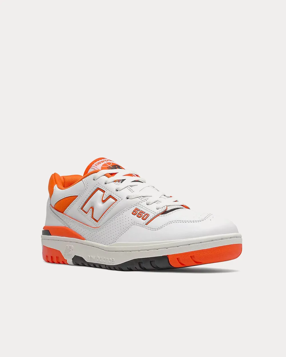 550 White with Varsity Orange Low Top Sneakers