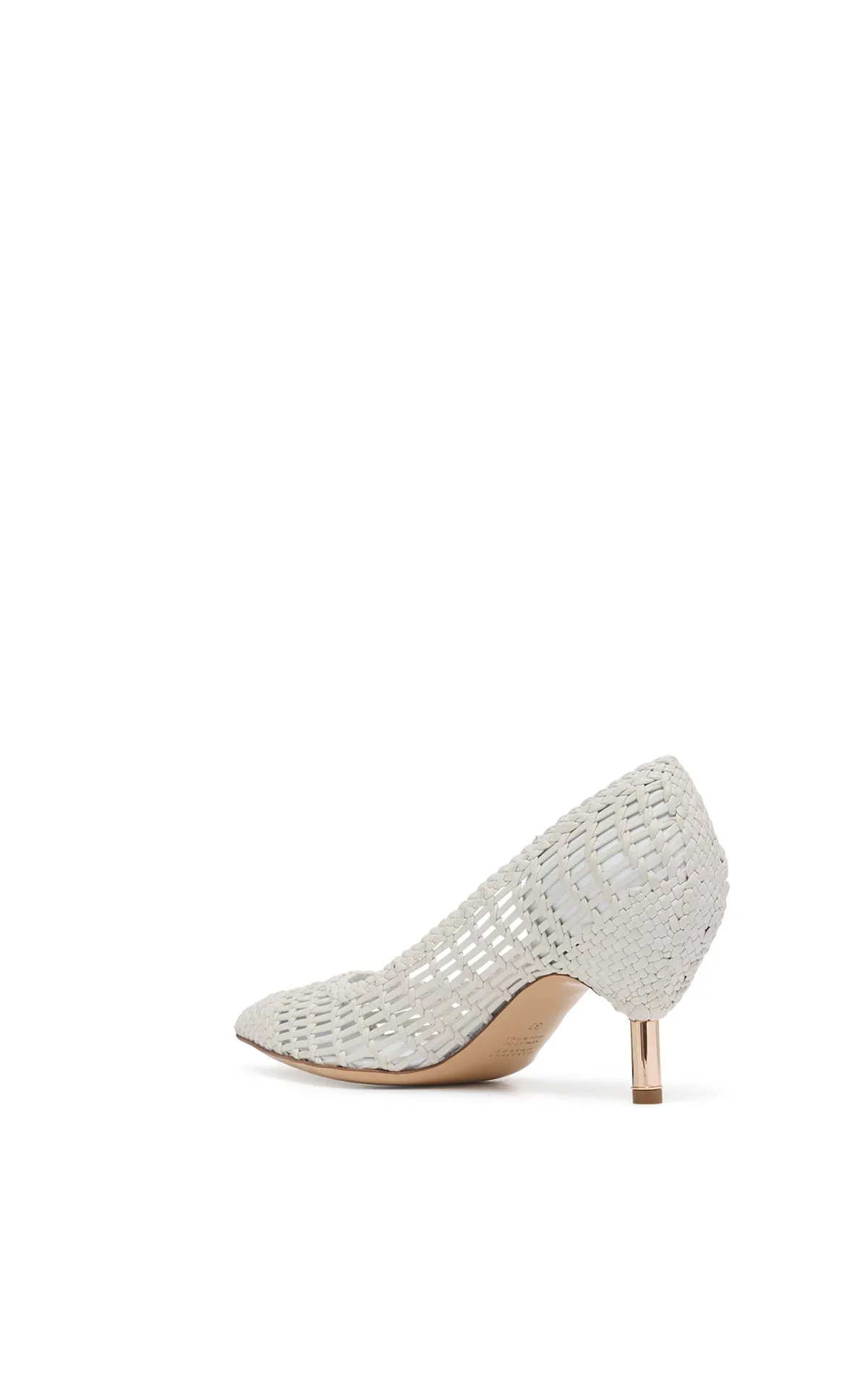 Andres Braided Pump in Pearlized White Leather