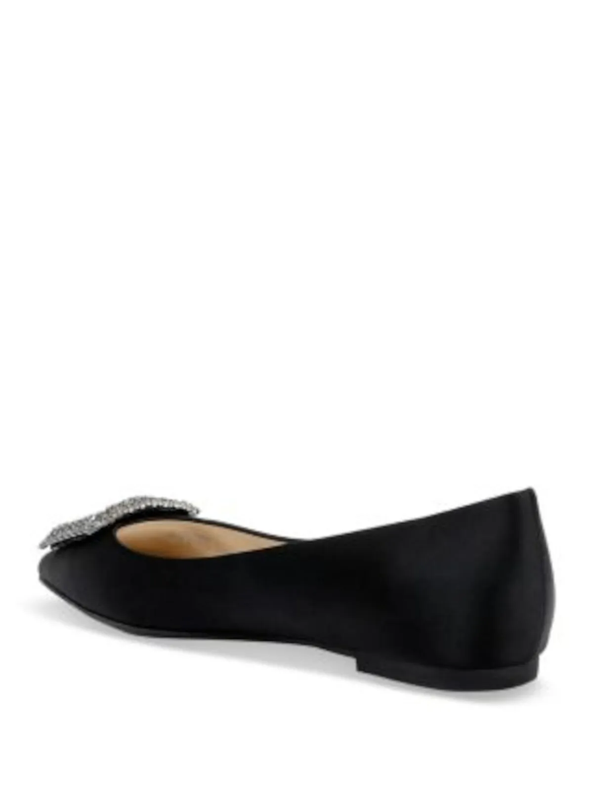 BADGLEY MISCHKA Womens Black Embellished Hardware Rhinestone Padded Emerie Pointed Toe Slip On Flats Shoes