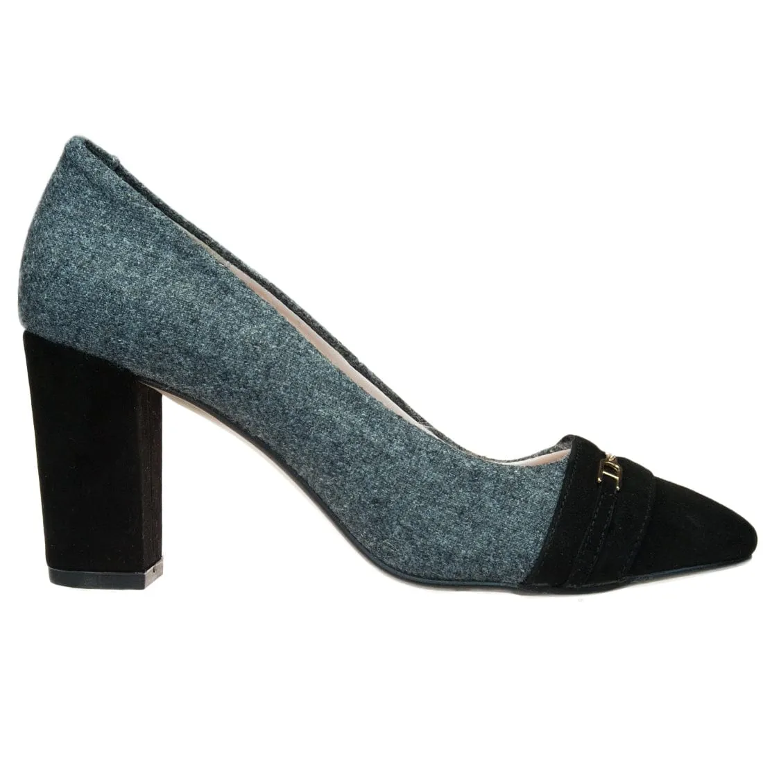 Bailarinas ALTEO GG Grey/Black Flannel Chunky Heel Pump