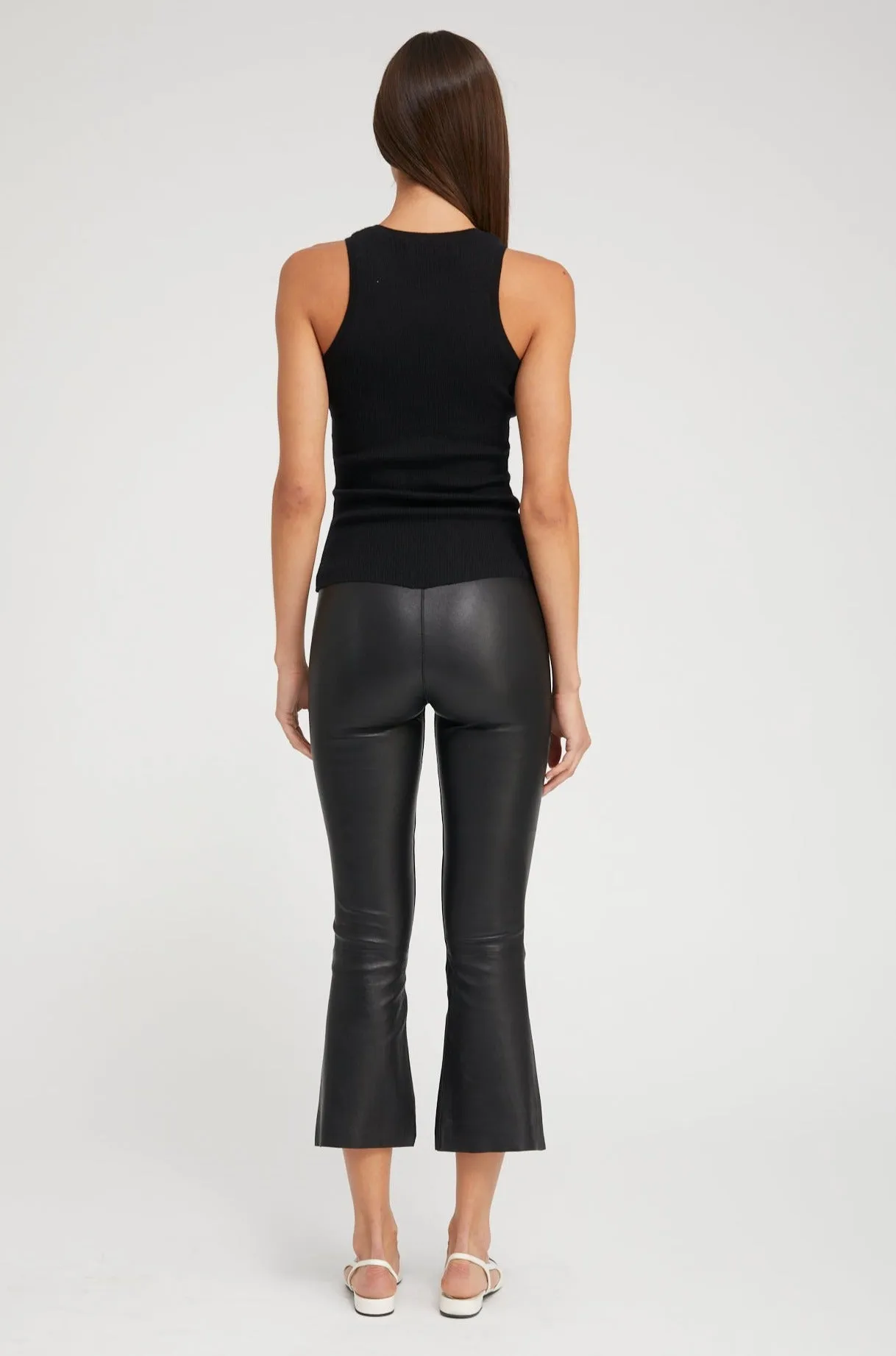 Black Leather Crop Flare