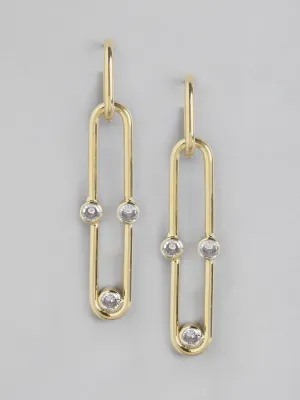 Blueberry gold plated stone embellished drop earring