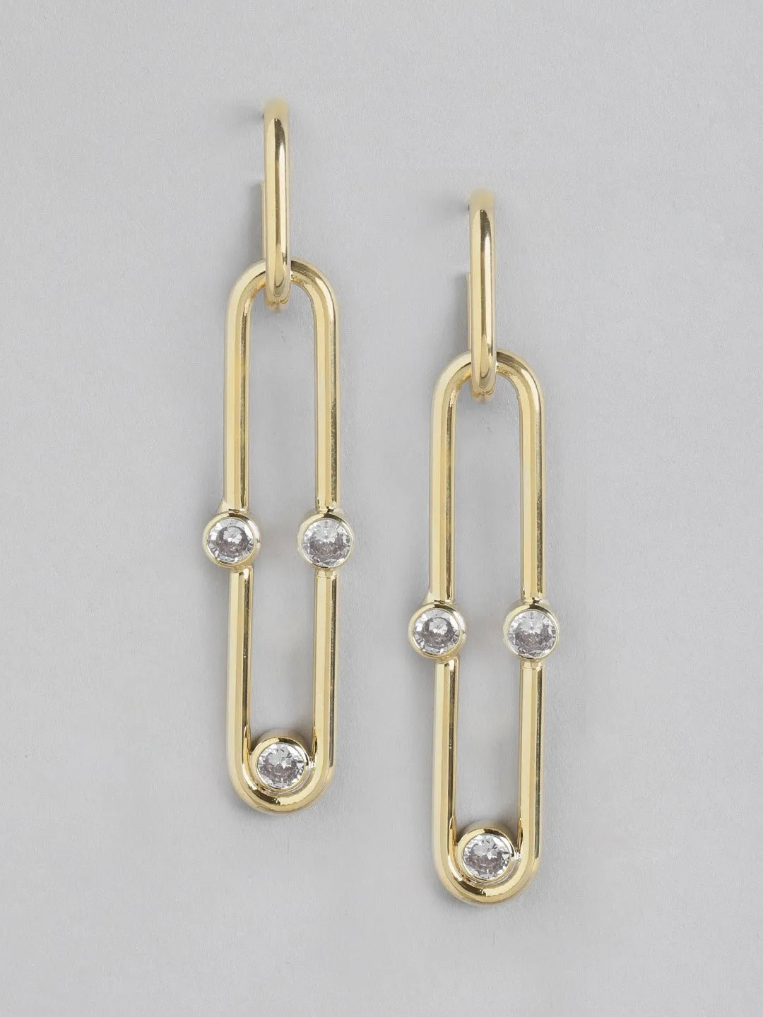 Blueberry gold plated stone embellished drop earring