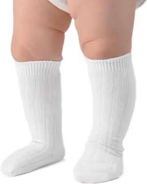 EPEIUS Baby Girl & Boy Knee High Socks - Seamless Ribbed/Cable Knit Socks for Newborn to Toddler