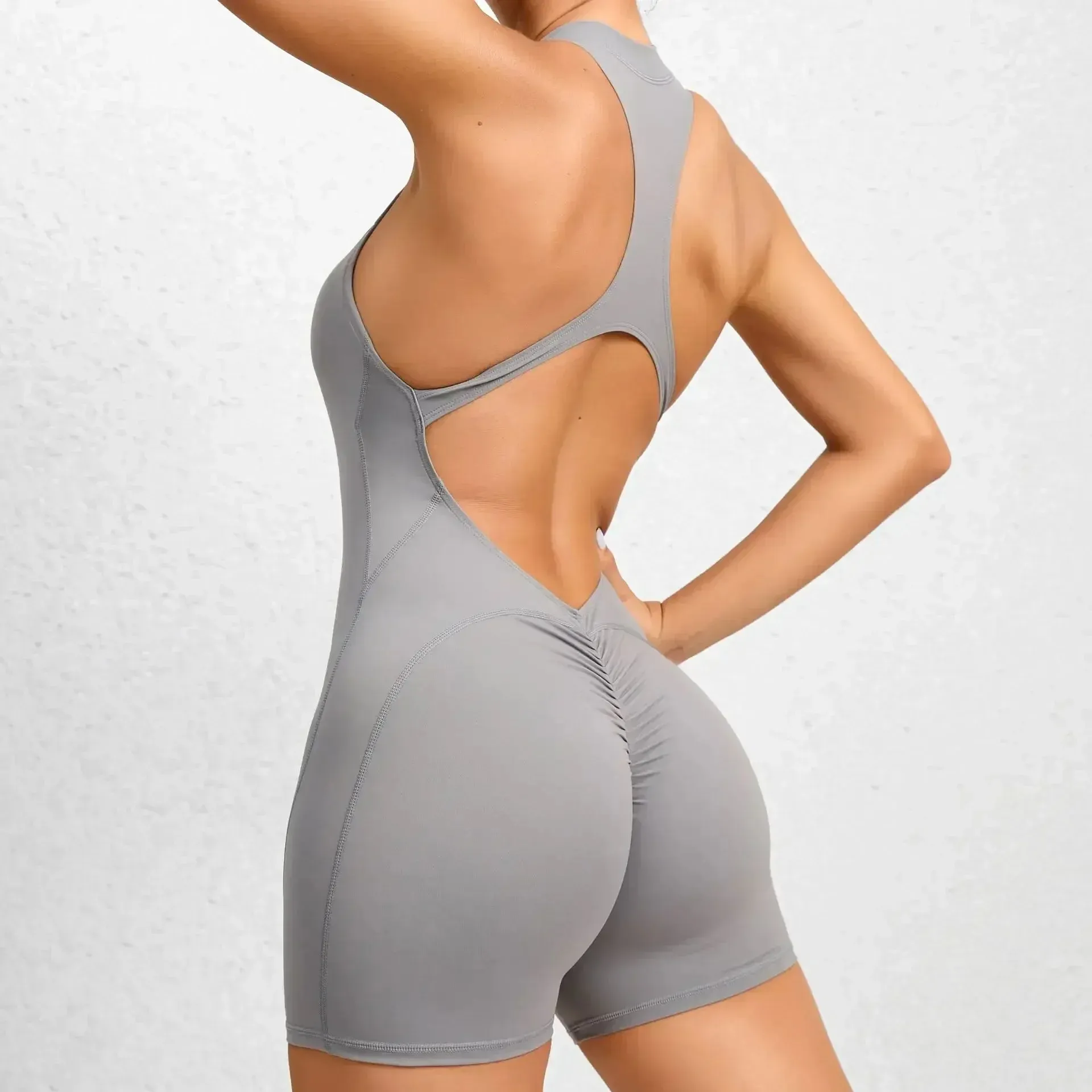 Hollow Backless Short Jumpsuit