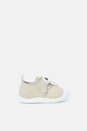 Infant Boys Ecru Elephant Patch Pump
