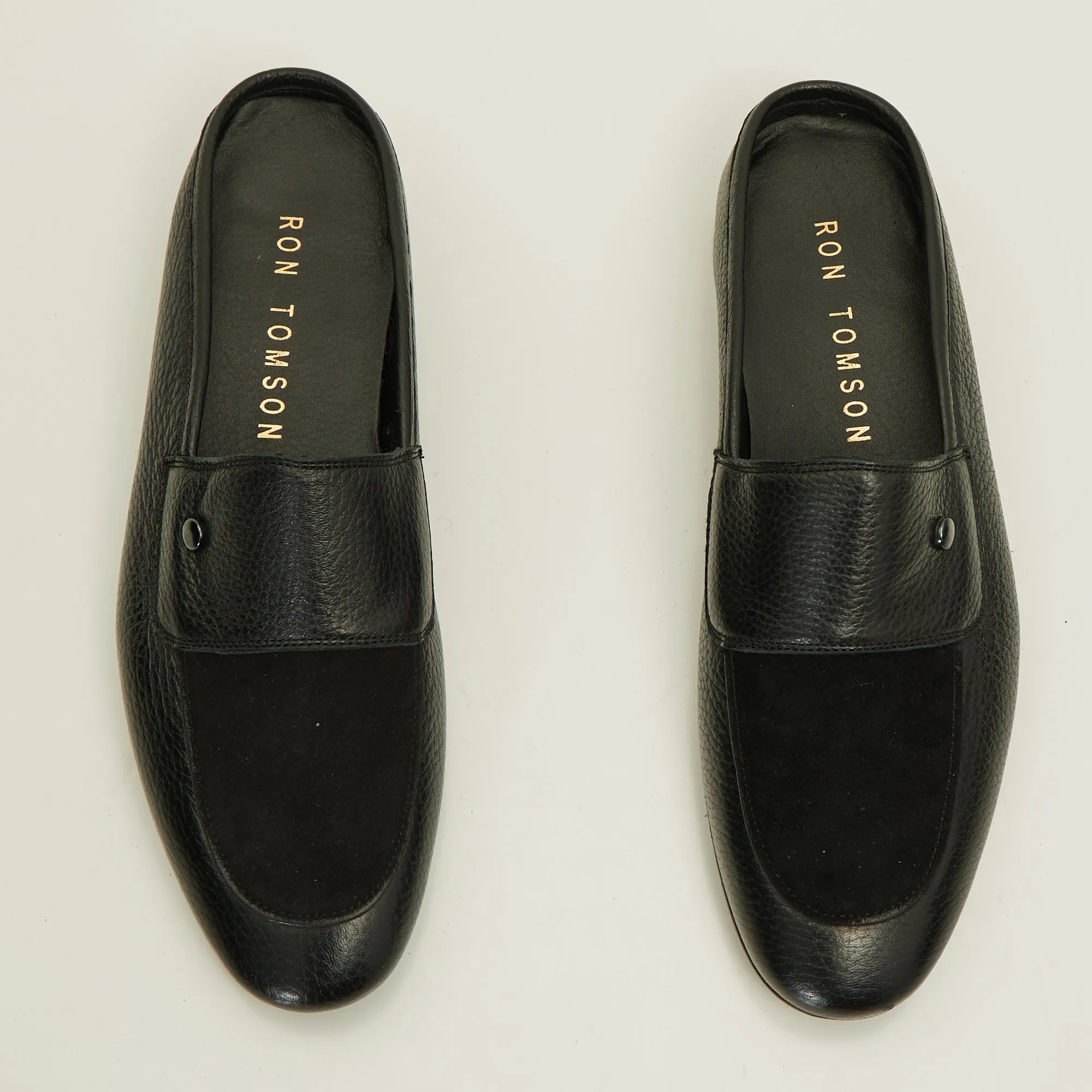 Leather Suede Slipper Shoe C-X-Black