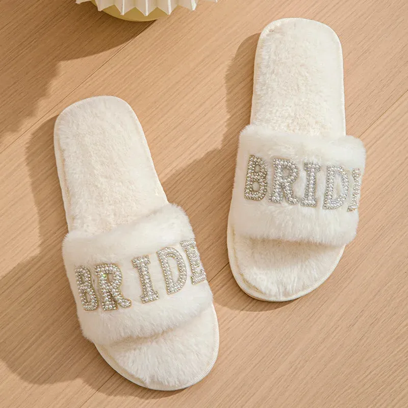 Luxury Pearl Rhinestone Bride Slippers