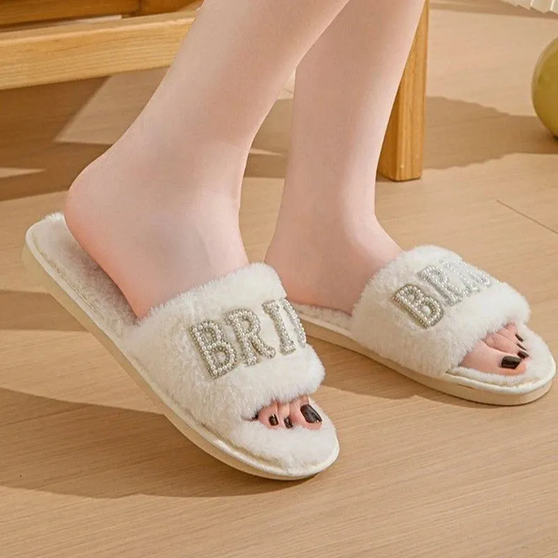 Luxury Pearl Rhinestone Bride Slippers