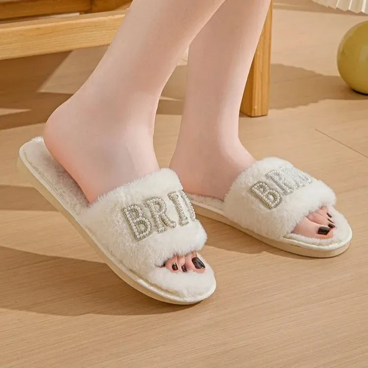 Luxury Pearl Rhinestone Bride Slippers