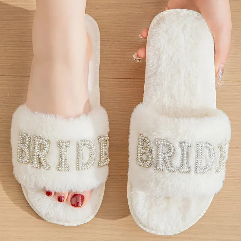 Luxury Pearl Rhinestone Bride Slippers