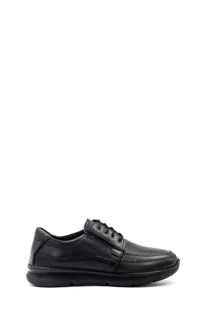 Men's Black Leather Casual Shoes-Wessi