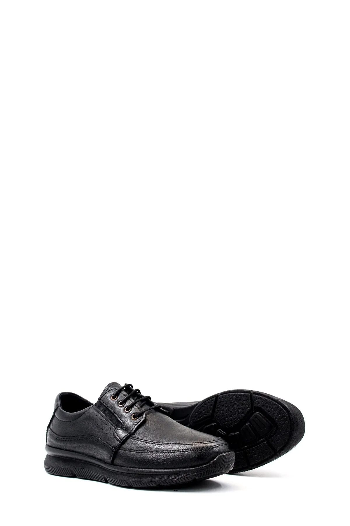 Men's Black Leather Casual Shoes-Wessi