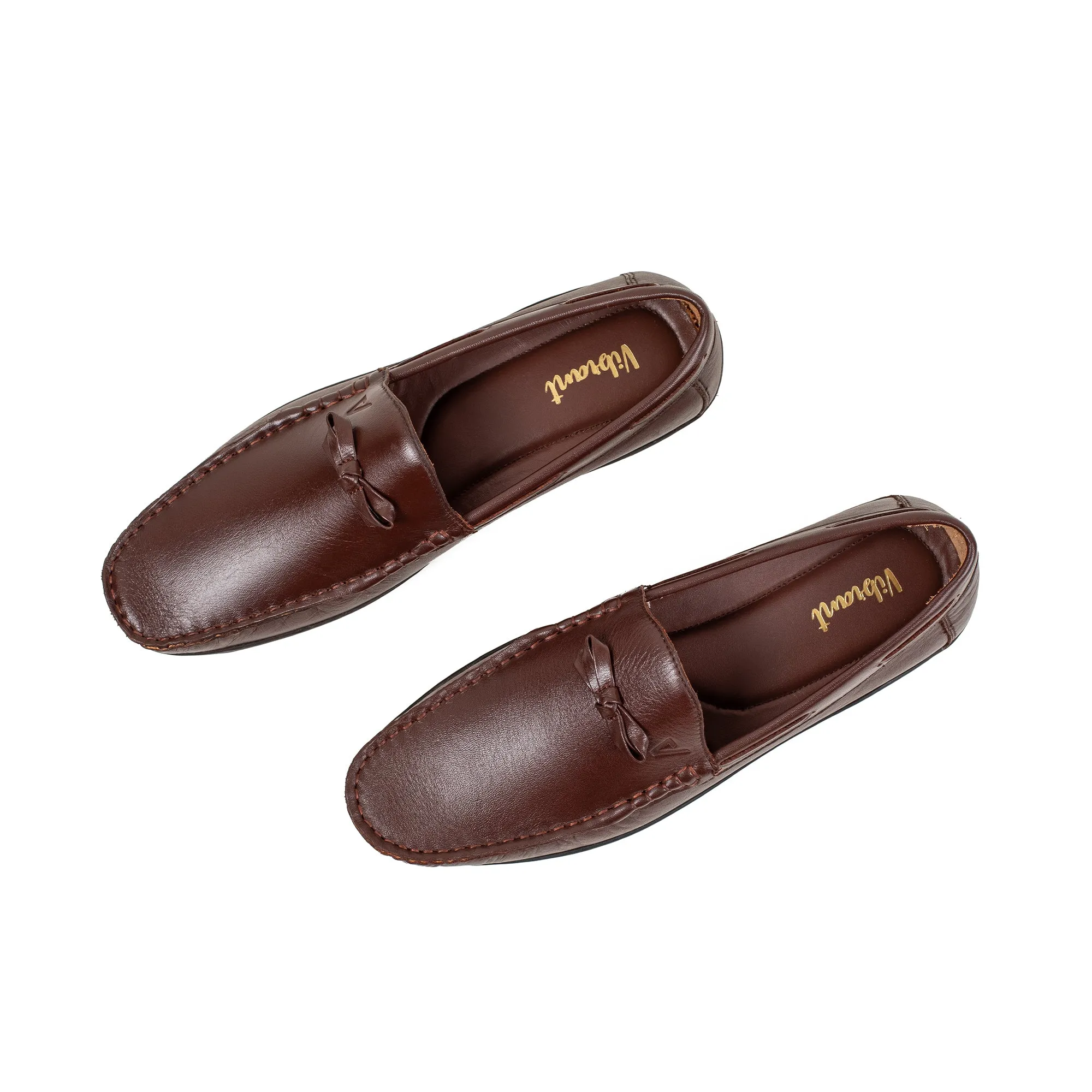 Men's Brown Leather Moccasin Shoes | Vibrant® Cushioned Comfort with TPR Outsole