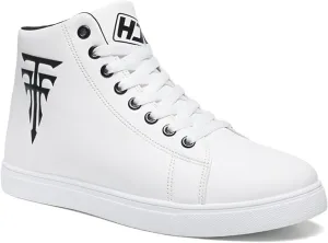 Men's Fashion High Top Sneakers - Breathable Lace-Up Slip-On Trainers,Comfortable Casual Hip Hop Shoes, PU Leather Athletic Streetwear