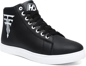 Men's Fashion High Top Sneakers - Breathable Lace-Up Slip-On Trainers,Comfortable Casual Hip Hop Shoes, PU Leather Athletic Streetwear