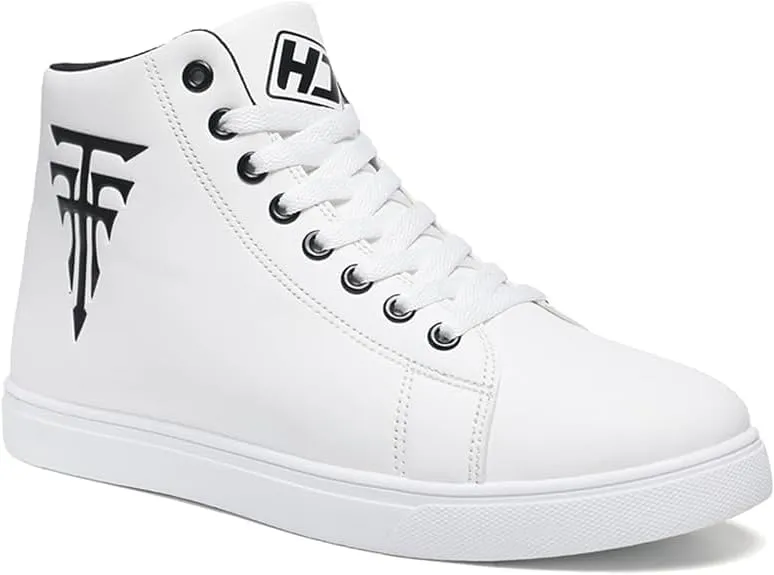Men's Fashion High Top Sneakers - Breathable Lace-Up Slip-On Trainers,Comfortable Casual Hip Hop Shoes, PU Leather Athletic Streetwear