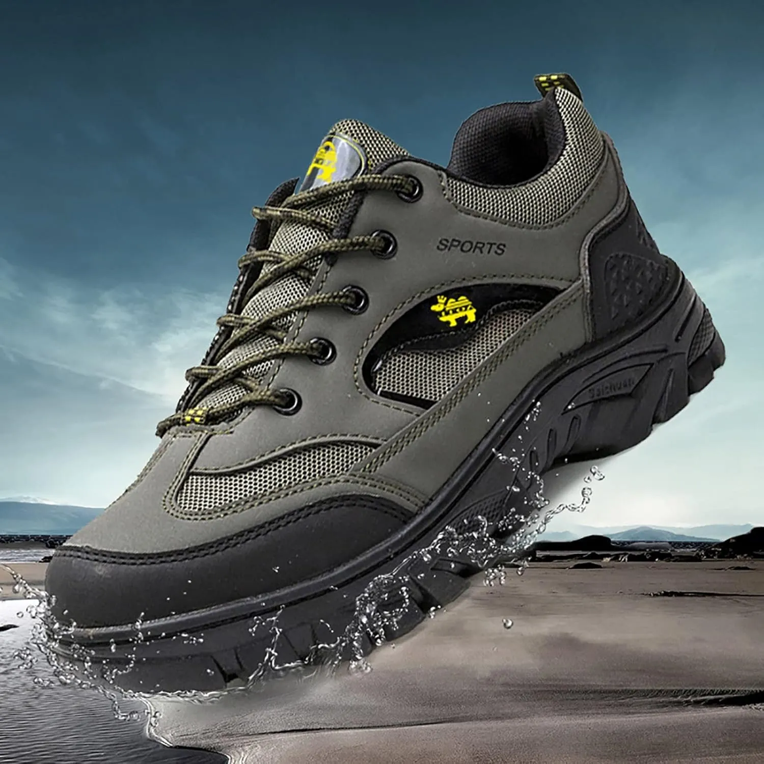 Mens Hiking Shoes Outdoor Walking Shoes Breathable Trekking Trails Shoes Low Top Sneakers Lightweight Walking Shoes
