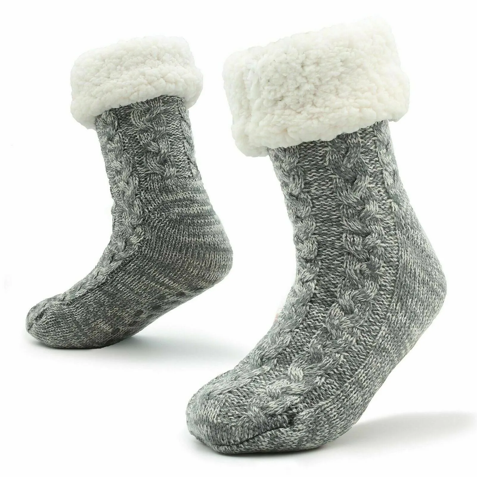Mens Slipper Socks Bed Socks for Men with Sherpa Wool Non Slip