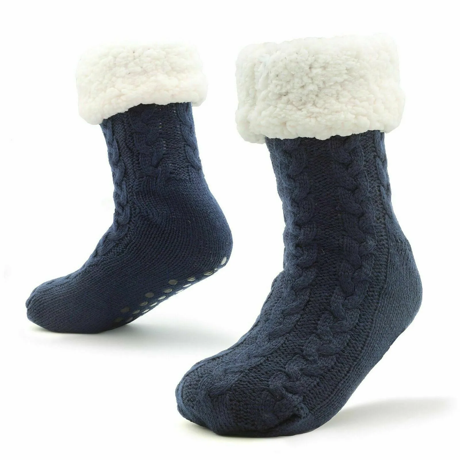 Mens Slipper Socks Bed Socks for Men with Sherpa Wool Non Slip
