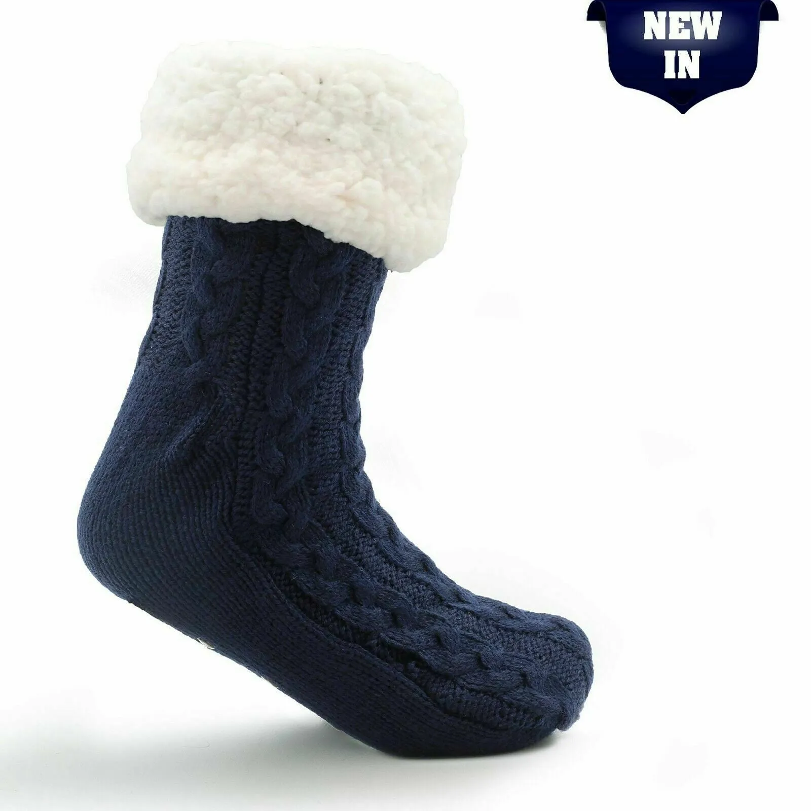 Mens Slipper Socks Bed Socks for Men with Sherpa Wool Non Slip