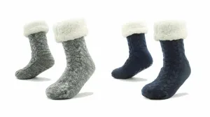 Mens Slipper Socks Bed Socks for Men with Sherpa Wool Non Slip