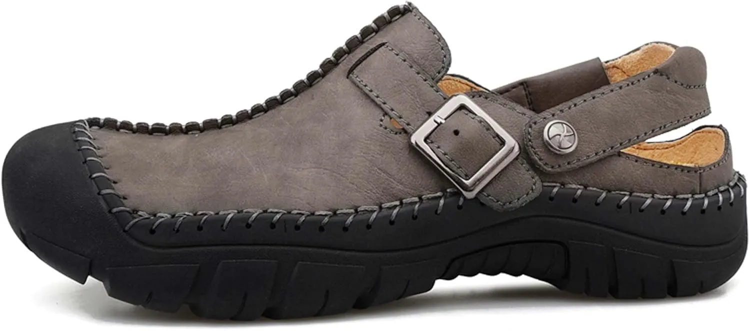 Men's Sports Sandals Cowhide Retro Casual Hiking Beach Closed Toe Cool Slippers Summer Outdoor Comfortable Fisherman Walking Adventure Travel Casual Fashionable Wrapped Toe Two-Wearing Design