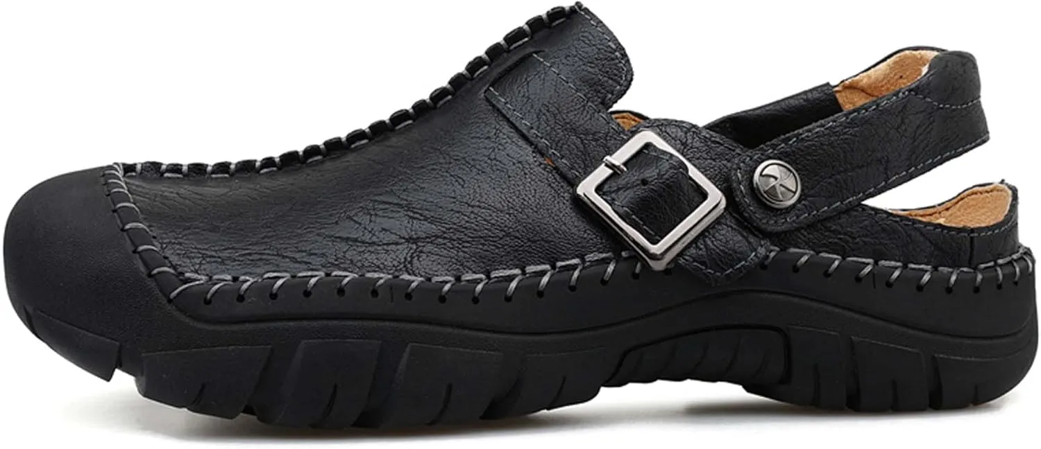 Men's Sports Sandals Cowhide Retro Casual Hiking Beach Closed Toe Cool Slippers Summer Outdoor Comfortable Fisherman Walking Adventure Travel Casual Fashionable Wrapped Toe Two-Wearing Design