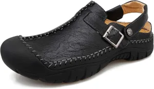 Men's Sports Sandals Cowhide Retro Casual Hiking Beach Closed Toe Cool Slippers Summer Outdoor Comfortable Fisherman Walking Adventure Travel Casual Fashionable Wrapped Toe Two-Wearing Design