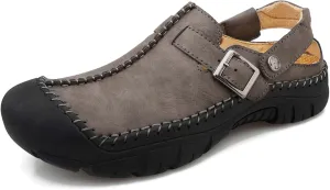 Men's Sports Sandals Cowhide Retro Casual Hiking Beach Closed Toe Cool Slippers Summer Outdoor Comfortable Fisherman Walking Adventure Travel Casual Fashionable Wrapped Toe Two-Wearing Design