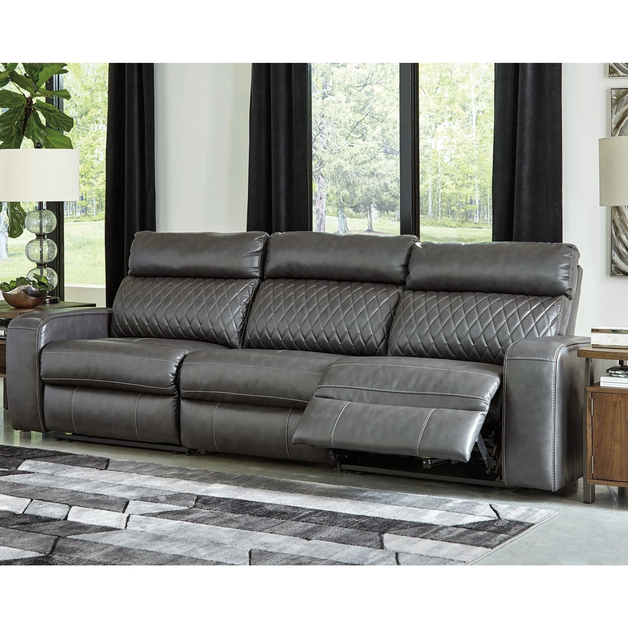 Samperstone 3 Piece Power Reclining Sofa - Gray