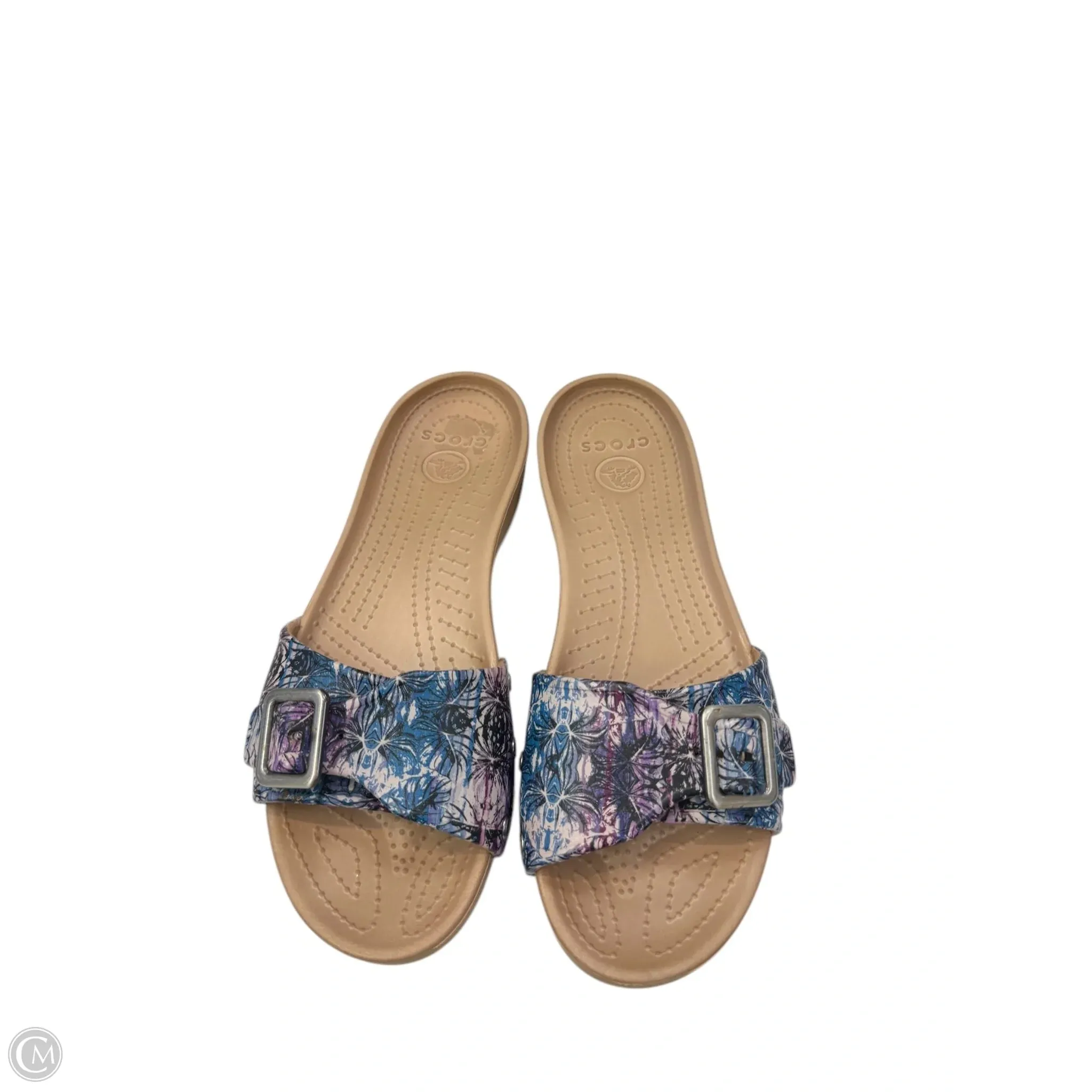 Sandals Flats By Crocs In Purple & Tan, Size: 10