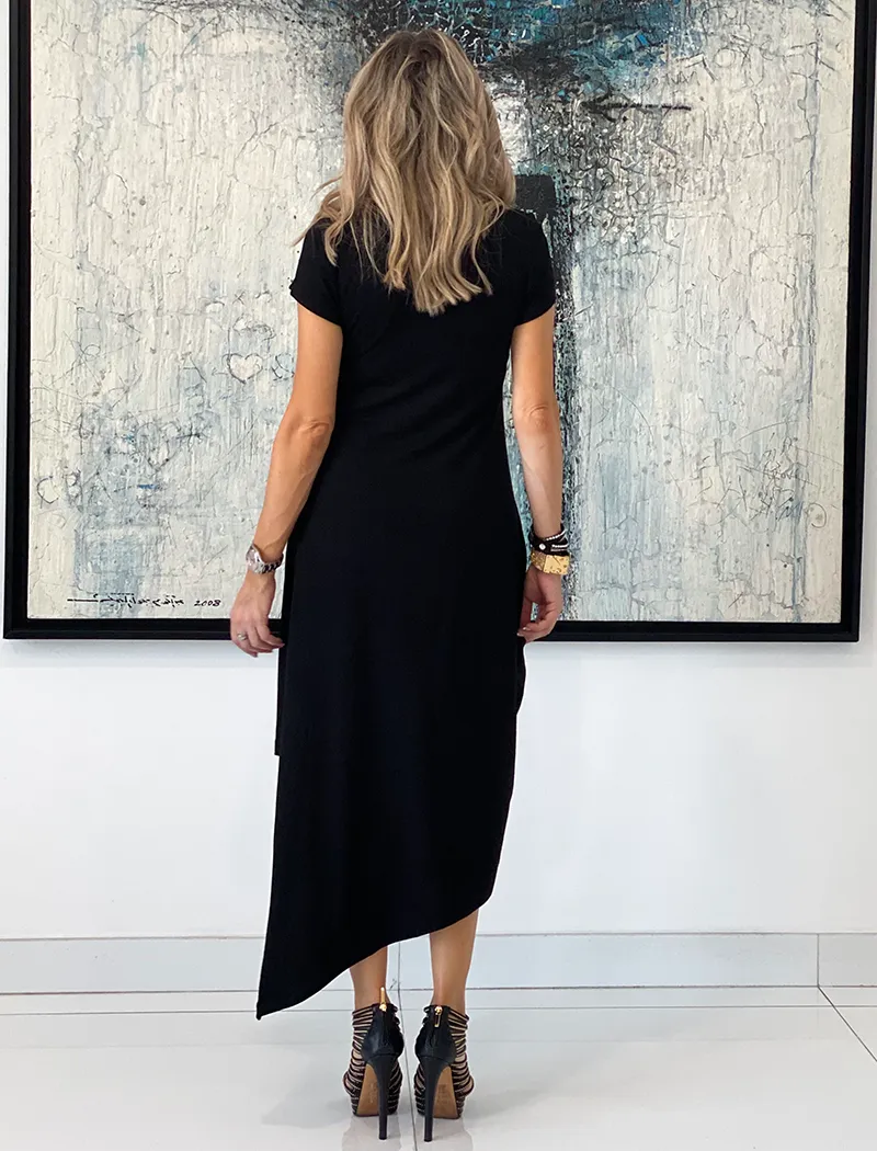 Short Sleeves Total Comfort Dress - Black