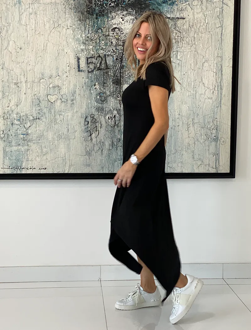 Short Sleeves Total Comfort Dress - Black