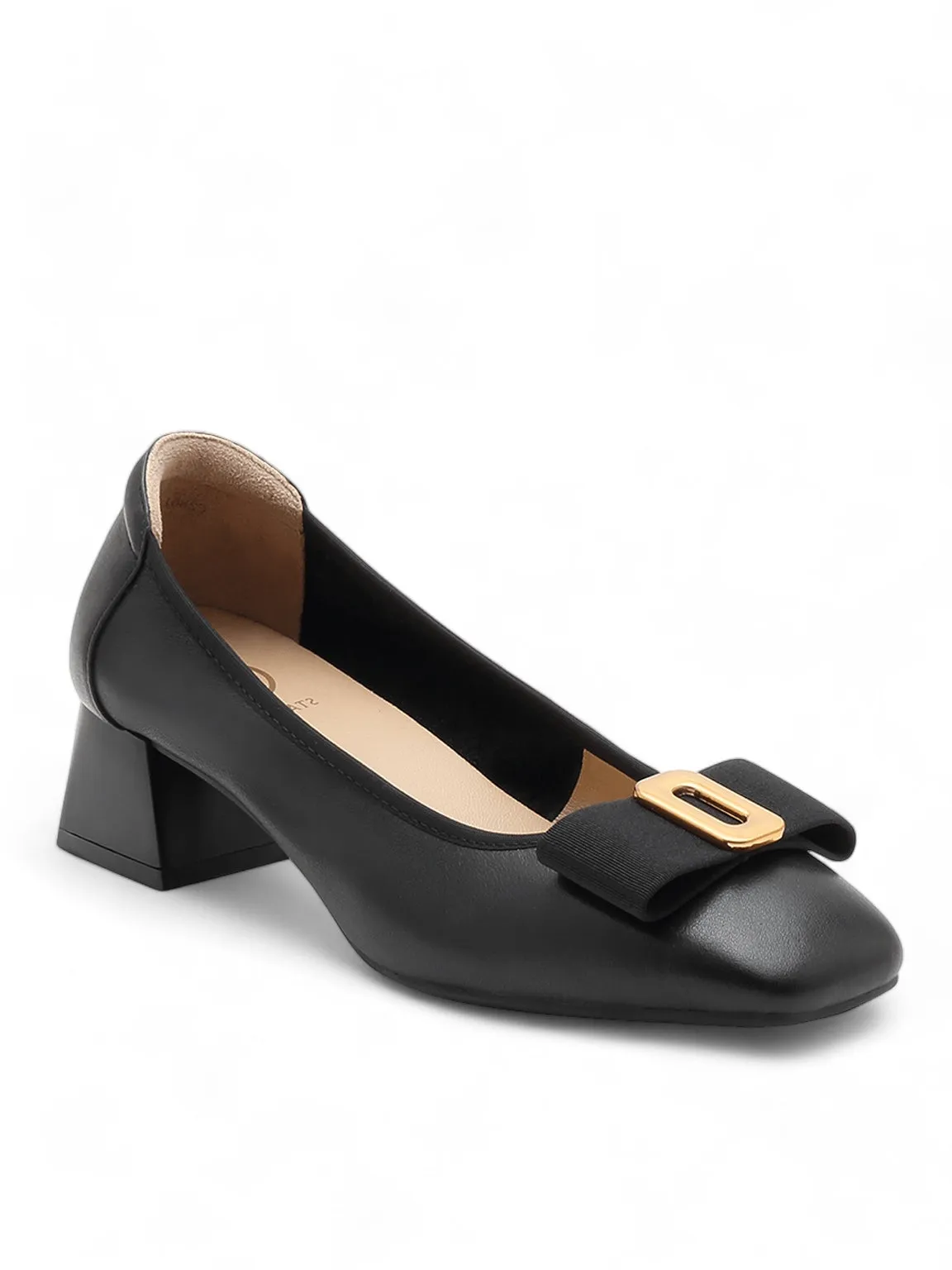 Signature Bow Square Block Heel Pumps