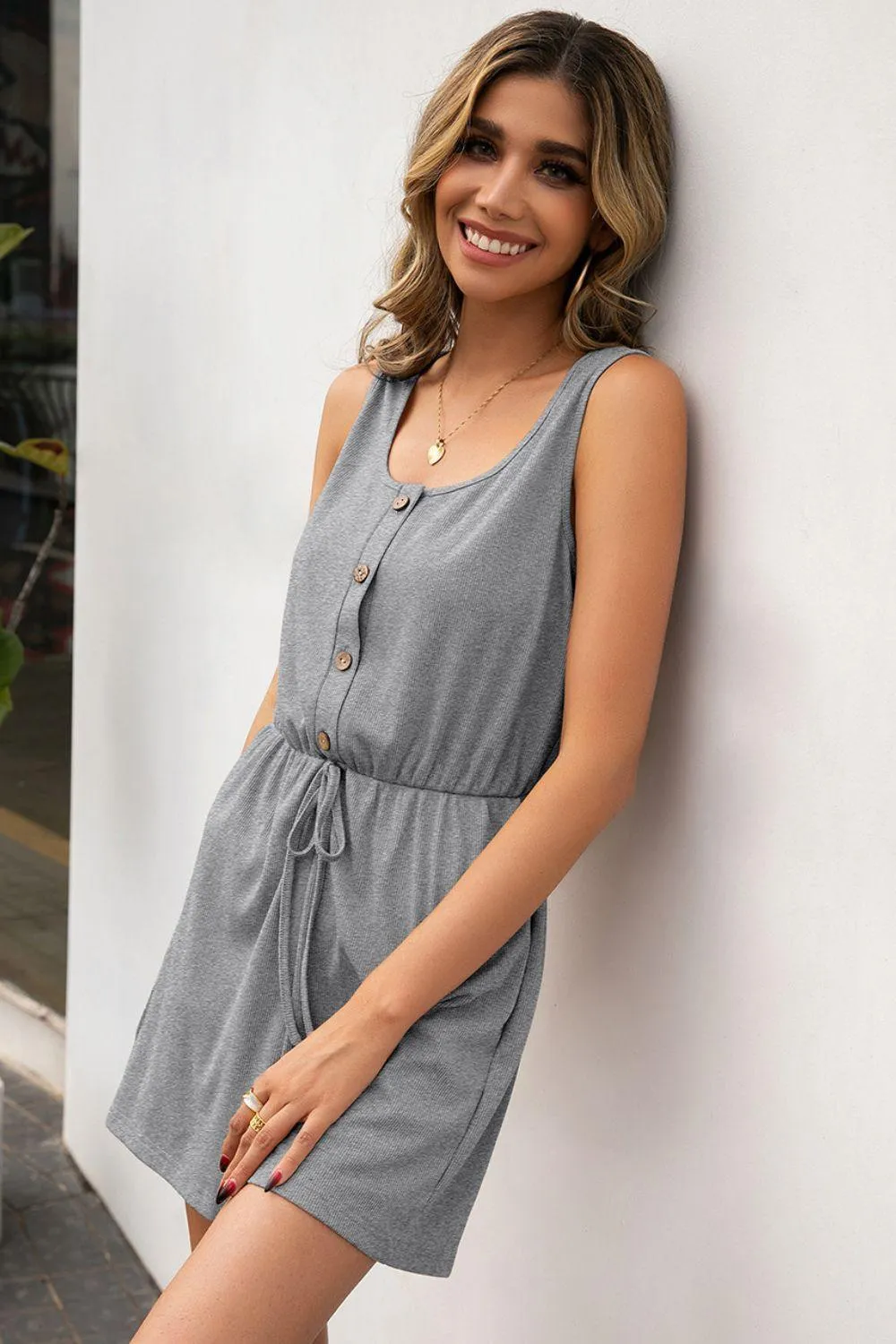 Simple And Calm Cap Sleeve Romper