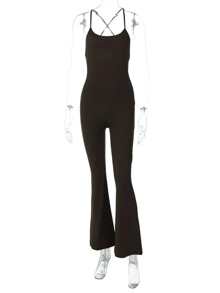 Solid Backless Jumpsuit