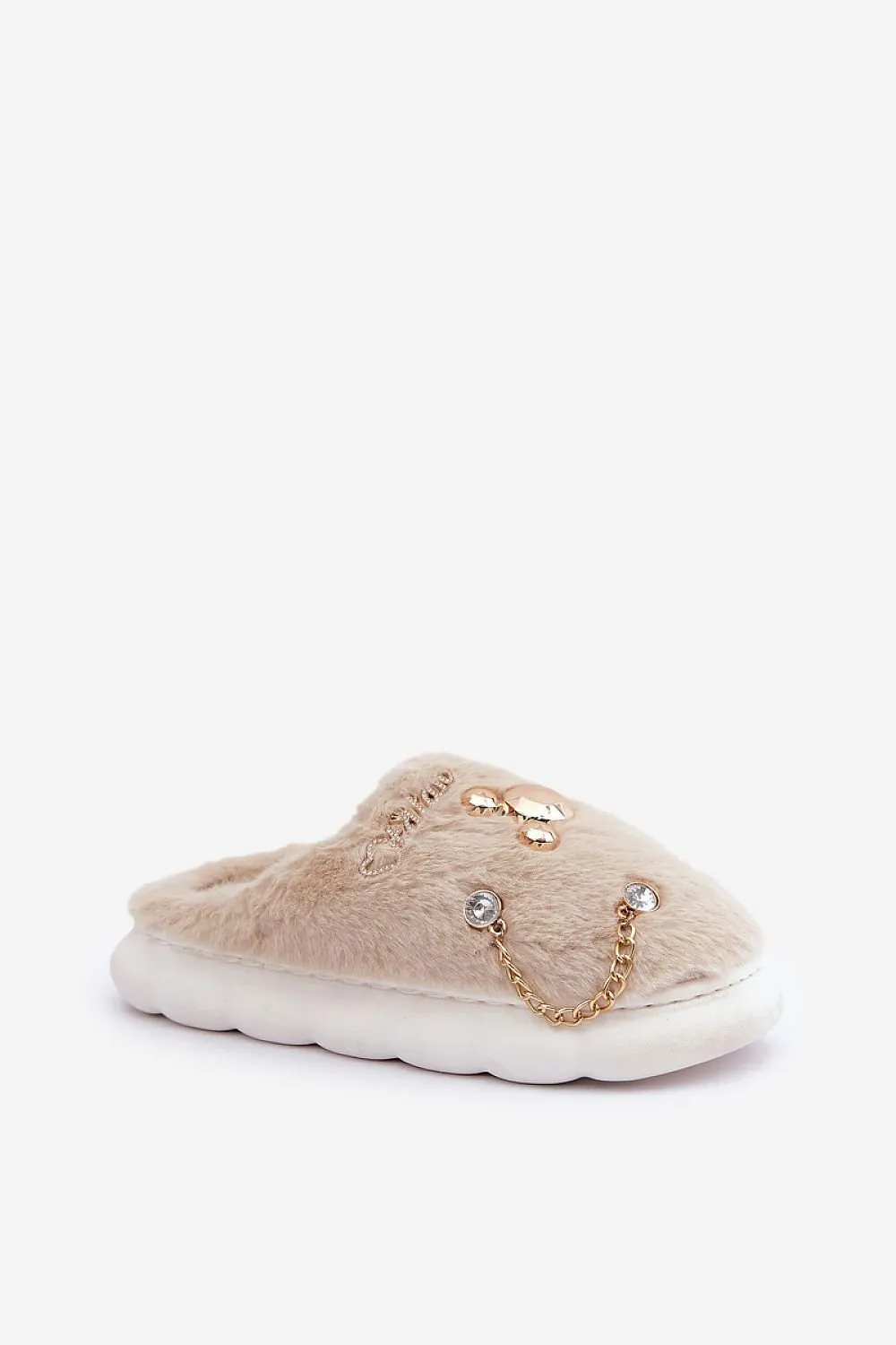 Stylish fashionable fur slippers