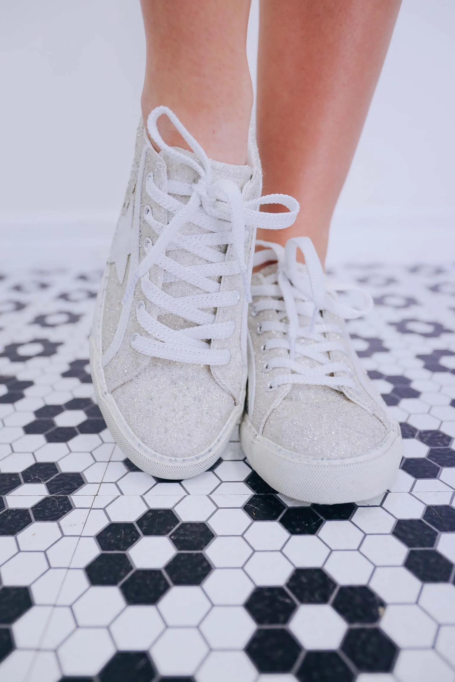Super Star Glitter Sneaker By Corky's - Off White