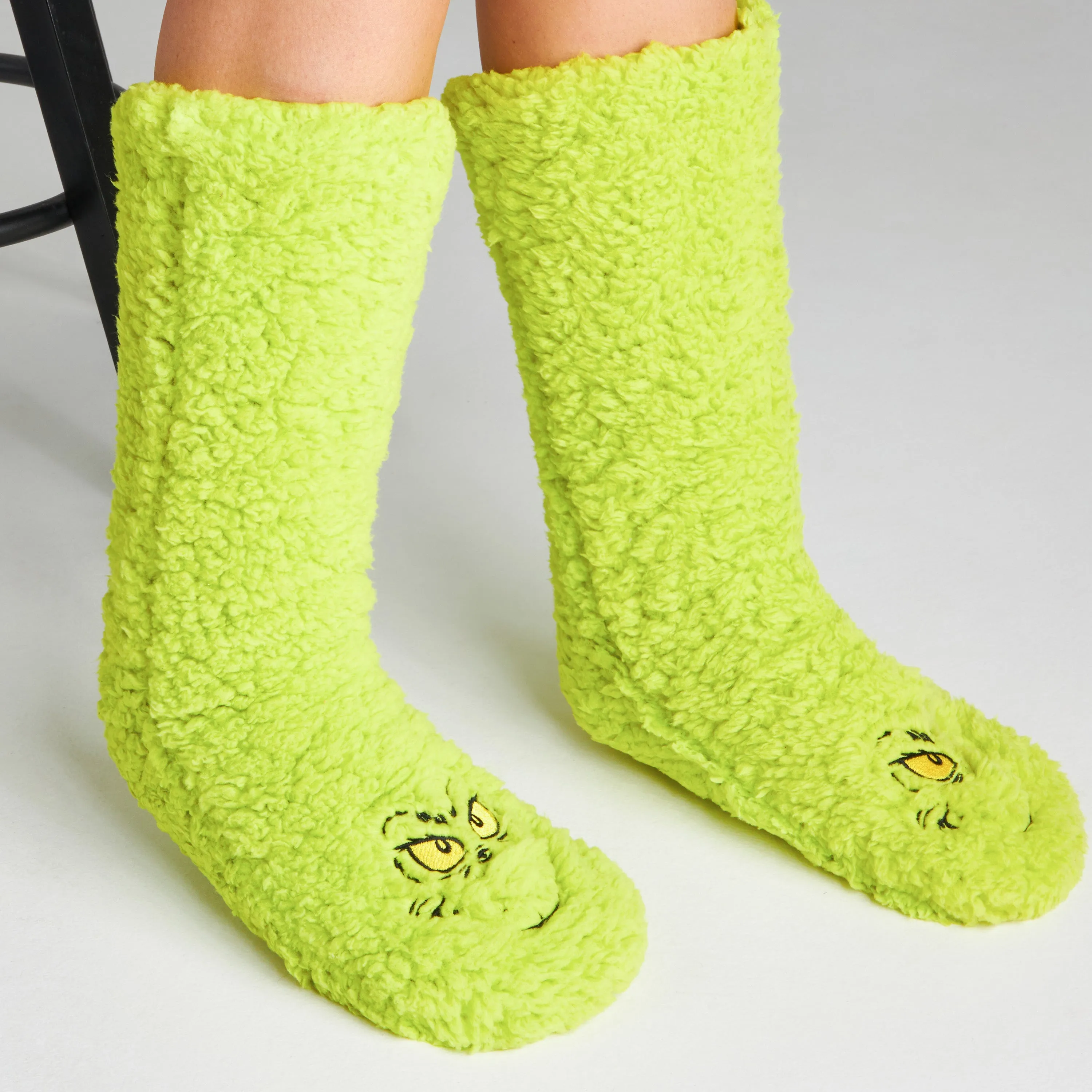 The Grinch Slipper Socks for Women Men Teens, Soft Fluffy Socks Warm Winter Bed Socks Non Slip Funny Festive Stocking Filler Xmas Secret Santa Gifts