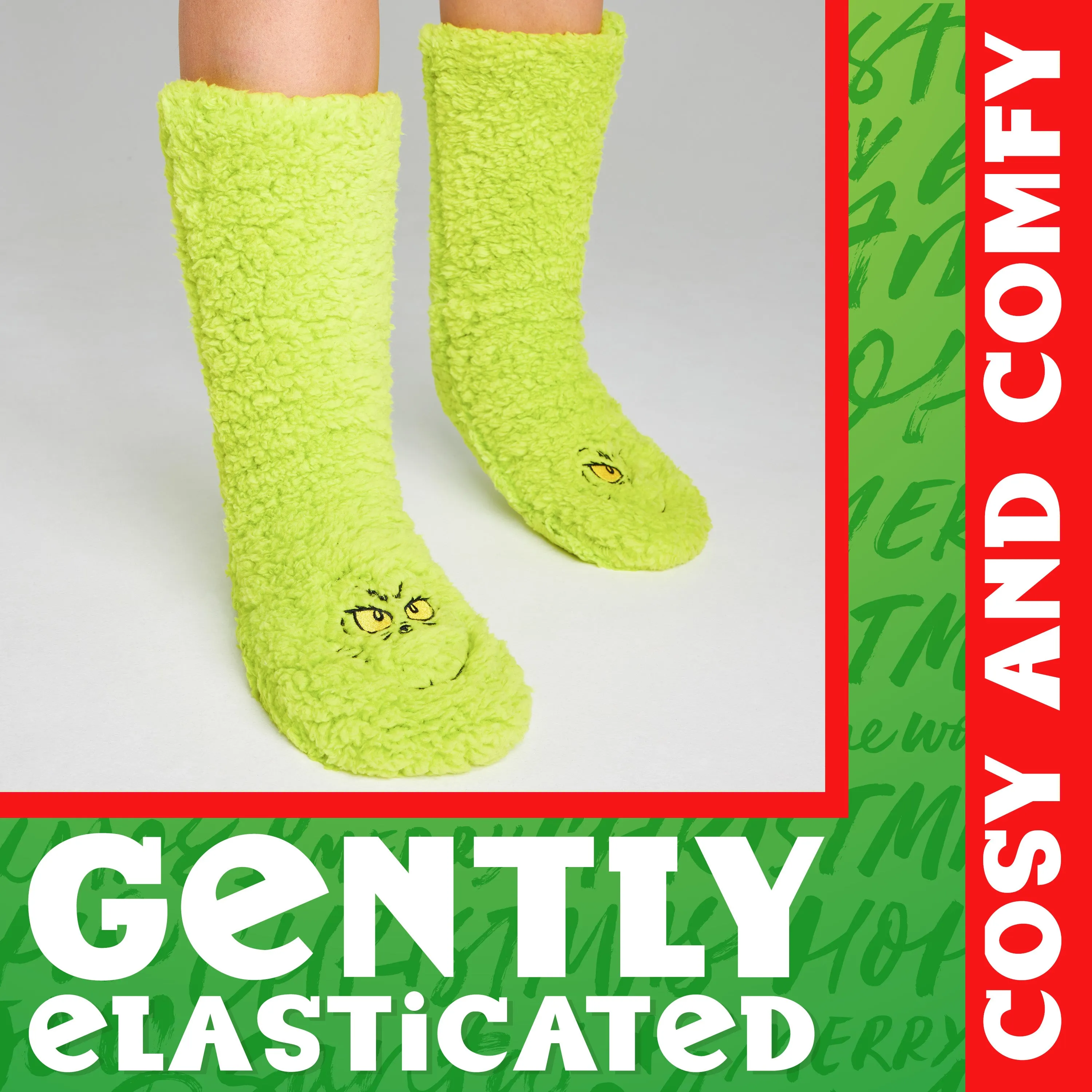 The Grinch Slipper Socks for Women Men Teens, Soft Fluffy Socks Warm Winter Bed Socks Non Slip Funny Festive Stocking Filler Xmas Secret Santa Gifts