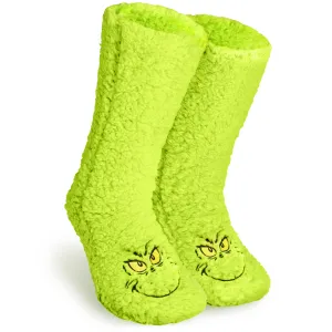 The Grinch Slipper Socks for Women Men Teens, Soft Fluffy Socks Warm Winter Bed Socks Non Slip Funny Festive Stocking Filler Xmas Secret Santa Gifts
