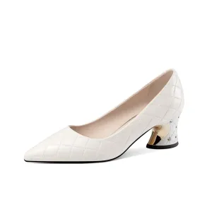TinaCus Pointed Toe Women's Genuine Leather Handmade Slip On Pumps