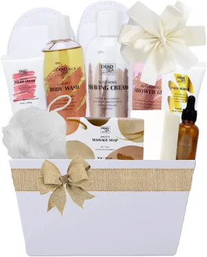Ultimate Bath & Body 9-Piece Gift Set Lavender Spa Bath Basket by Dead Sea Miracles
