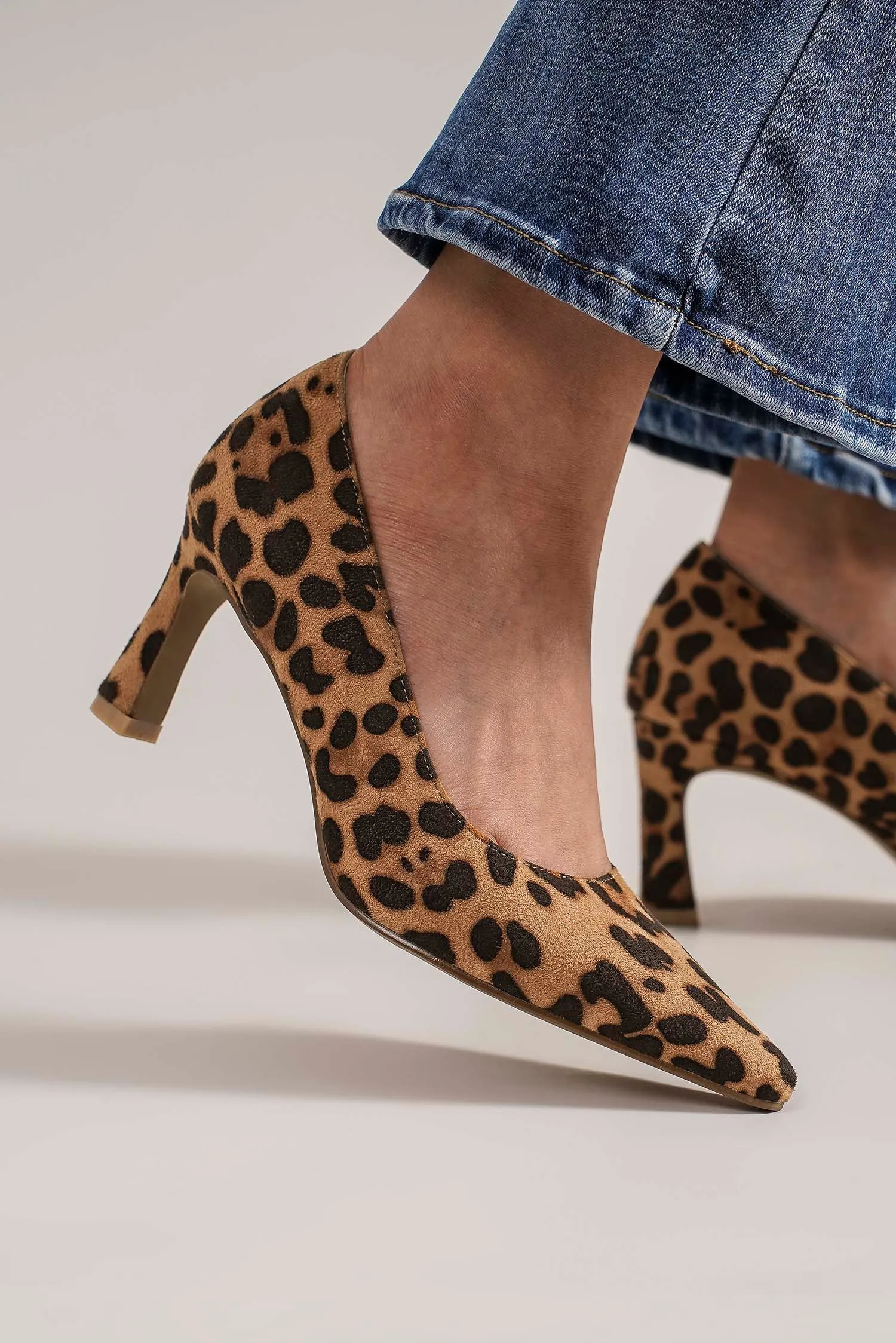 Vegan Suede Leopard Pumps