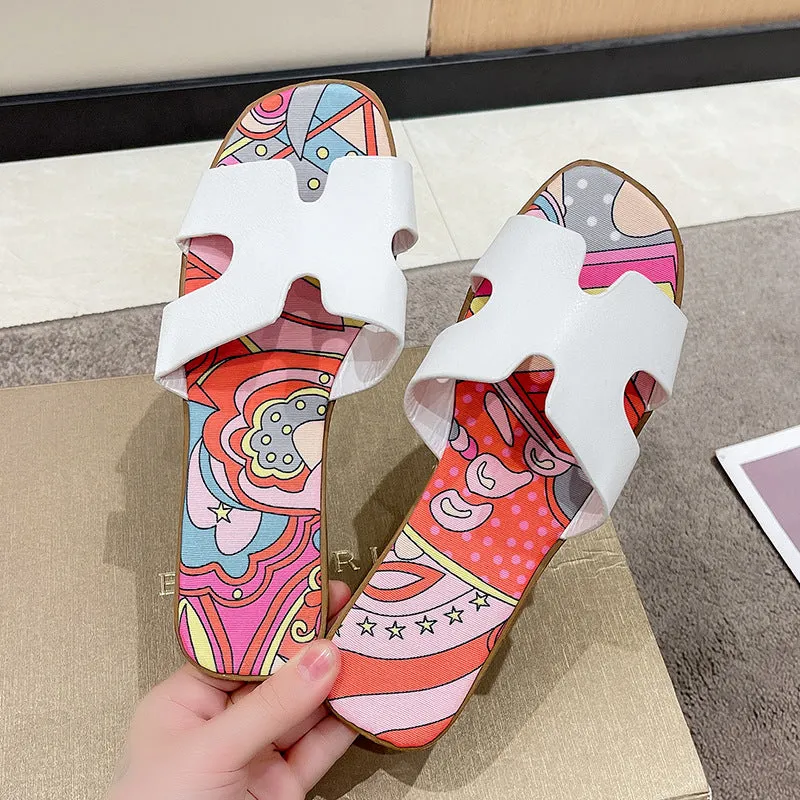 Versatile Fashion Letter Flatsole Slippers
