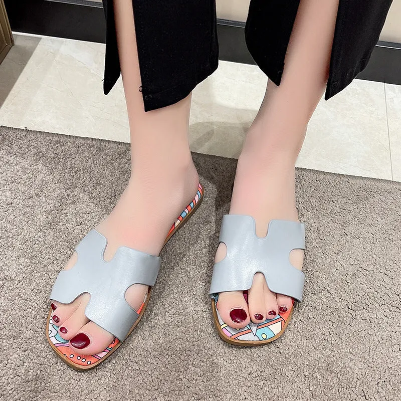 Versatile Fashion Letter Flatsole Slippers