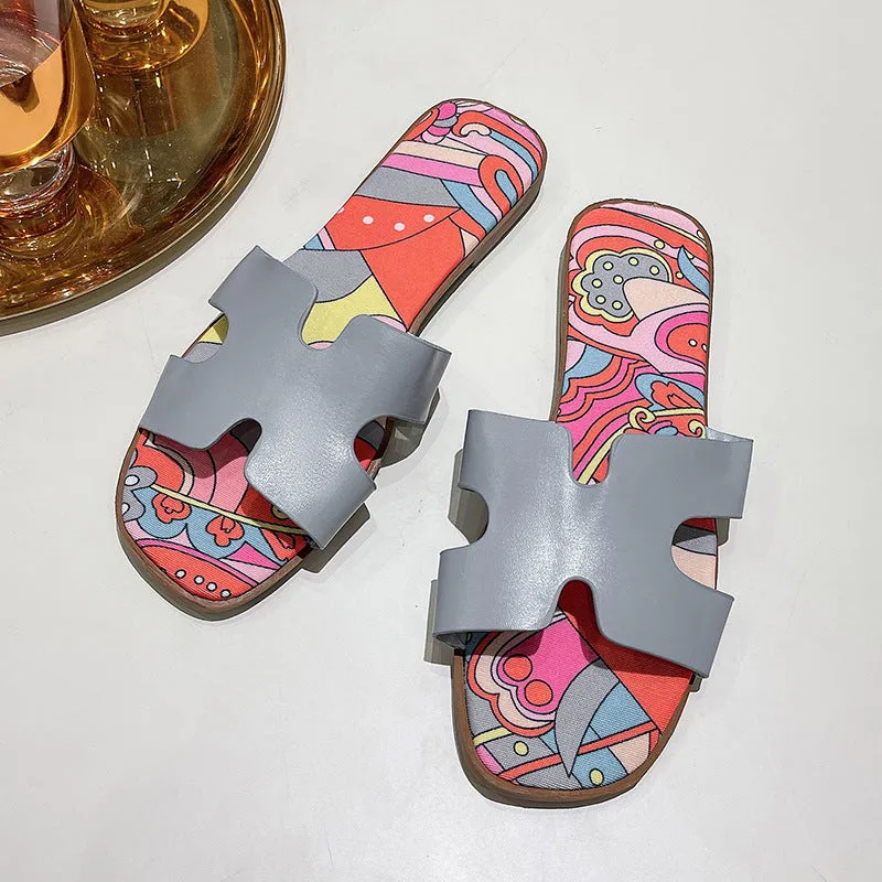 Versatile Fashion Letter Flatsole Slippers