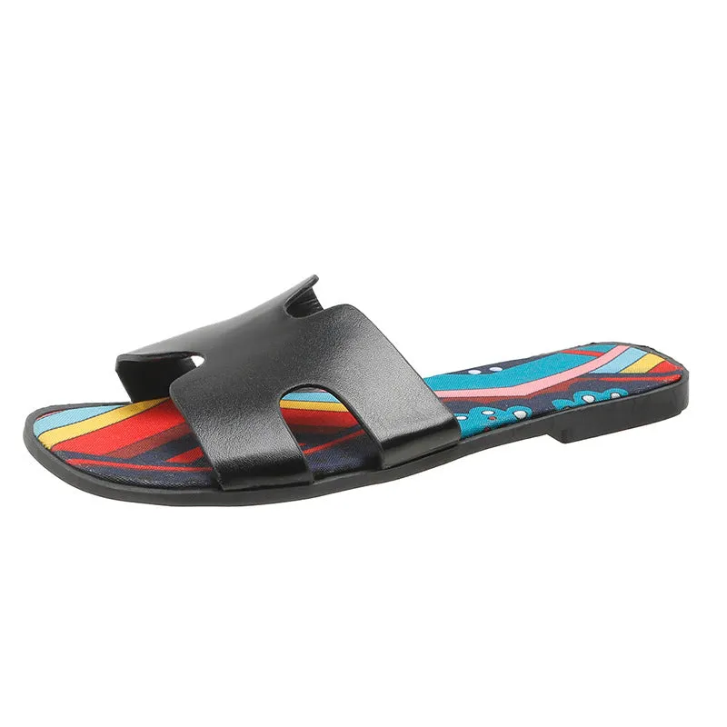 Versatile Fashion Letter Flatsole Slippers